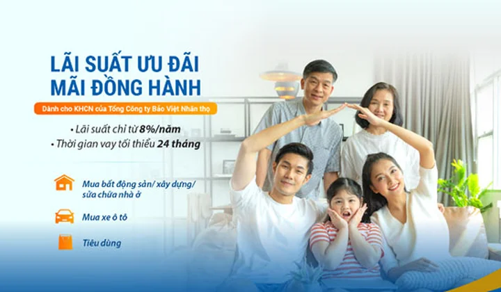 BaoViet Bank cho khách hàng sở hữu hợp đồng bảo hiểm nhân thọ vay ưu đãi