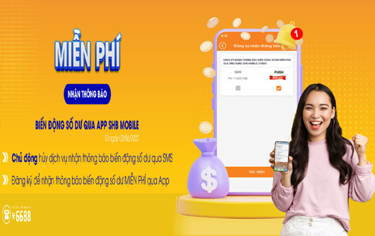 Chủ động hủy dịch vụ SMS và đăng ký miễn phí nhận thông báo số dư qua ứng dụng với SHB