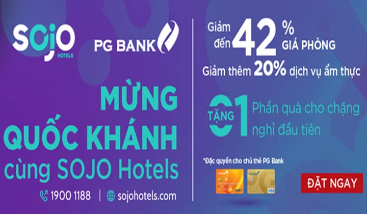 Chủ thẻ PG Bank VISA nhận ưu đãi lên tới 42% tại chuỗi khách sạn phong cách nhất châu Á SOJO Hotels