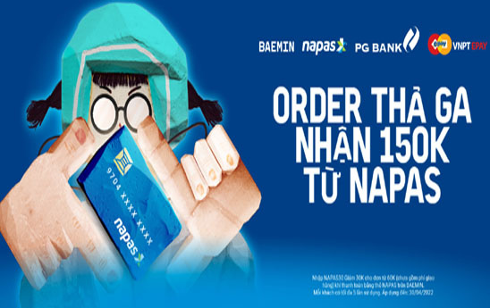 Chủ thẻ PG Bank nhận quà từ NAPAS trên Baemin