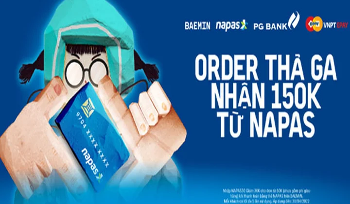 Chủ thẻ PG Bank nhận quà từ NAPAS trên Baemin