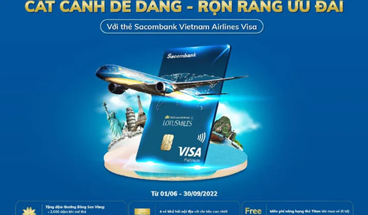 Chủ thẻ Sacombank Vietnam Airlines nhận nhiều ưu đãi và phần quà hấp dẫn