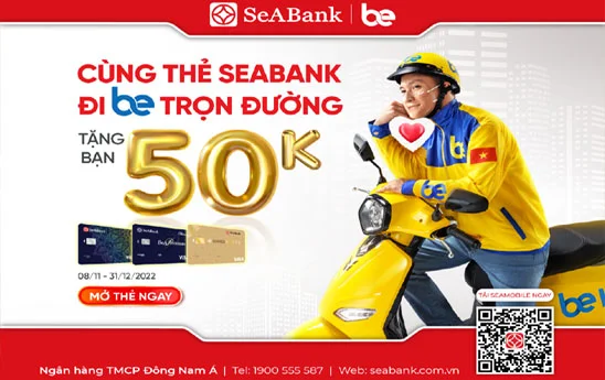 Chủ thẻ SeABank nhận ưu đãi tới 50% giá trị chuyến xe khi dùng ứng dụng Be để di chuyển