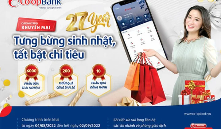 Co-opBank khuyến mại “Tưng bừng sinh nhật, tất bật chi tiêu”