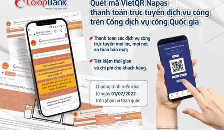 Cùng Co-opBank Mobile Banking thanh toán trực tuyến trên Cổng dịch vụ công Quốc gia