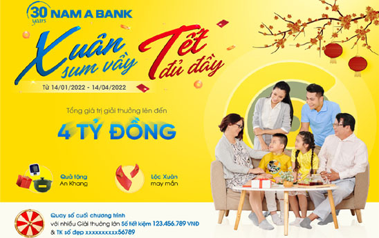 Cùng Nam A Bank mừng “Xuân sum vầy - Tết đủ đầy” với cơ hội trúng thưởng 4 tỷ đồng