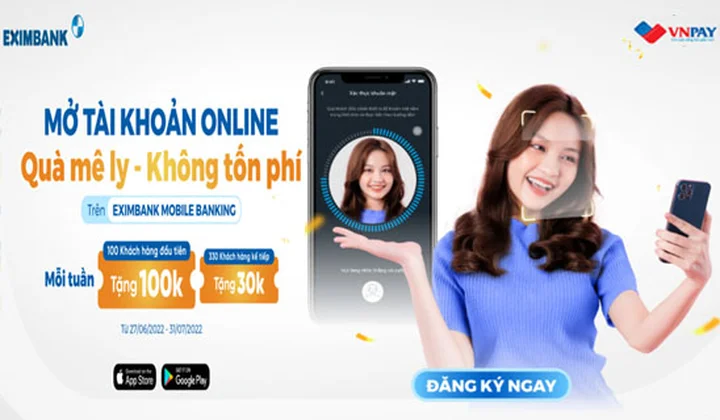 Eximbank ưu đãi khách hàng mở tài khoản Online