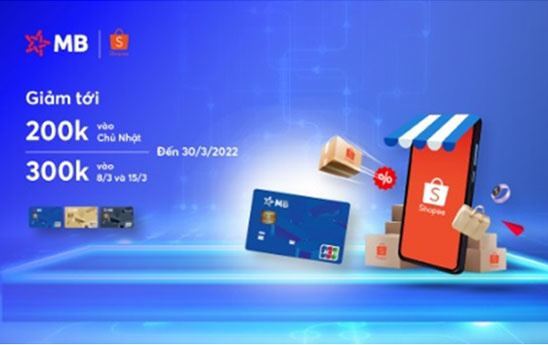 Giảm tới 300k tại Shopee với thẻ tín dụng MB JCB