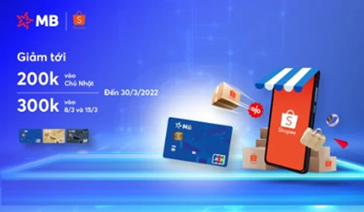 Giảm tới 300k tại Shopee với thẻ tín dụng MB JCB