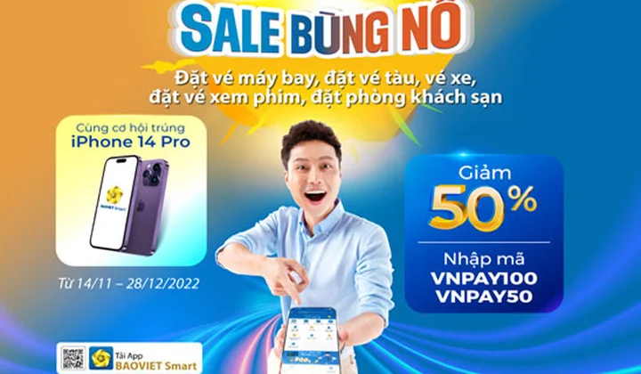 Khách hàng vừa được giảm giá và có cơ hội nhận iPhone 14 Pro khi sử dụng BAOVIET Smart