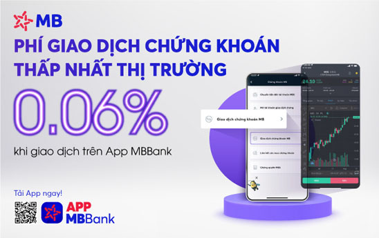 MB triển khai giao dịch chứng khoán ngay trên ứng dụng ngân hàng với mức phí cực thấp