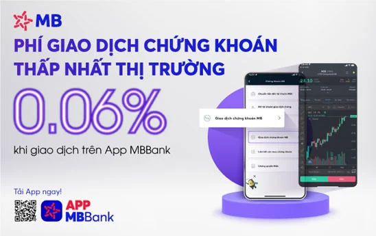 MB triển khai giao dịch chứng khoán ngay trên ứng dụng ngân hàng với mức phí cực thấp