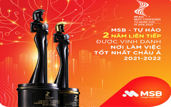 MSB lần thứ 2 liên tiếp lọt danh sách “Nơi làm việc tốt nhất châu Á” của HR Asia