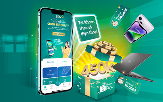 Mở tài khoản BIDV trên Shopee, nhận ngay ưu đãi tới 450k