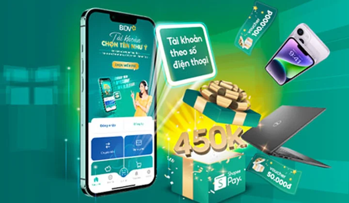 Mở tài khoản BIDV trên Shopee, nhận ngay ưu đãi tới 450k