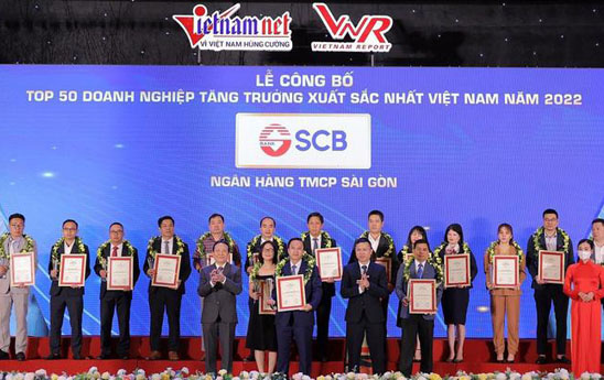 SCB lọt Top 50 doanh nghiệp tăng trưởng xuất sắc nhất Việt Nam