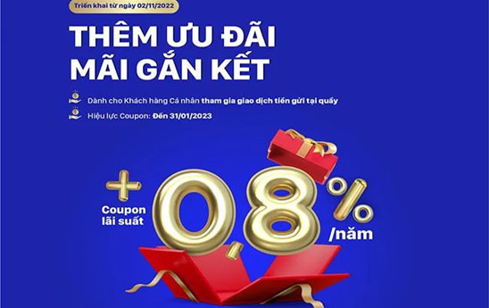 SCB tặng Coupon lãi suất 0,8%/năm dành cho Khách hàng gửi tiền tại quầy