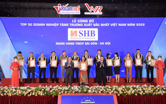 4 năm liên tiếp, SHB được vinh danh Top 50 doanh nghiệp tăng trưởng xuất sắc nhất Việt Nam