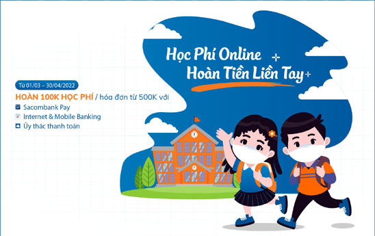 Sacombank khuyến mãi thanh toán học phí online