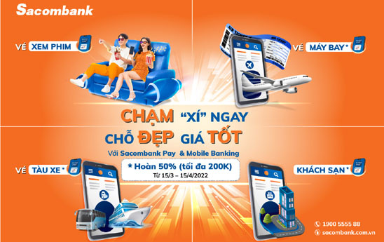Sacombank miễn phí mọi giao dịch chuyển tiền