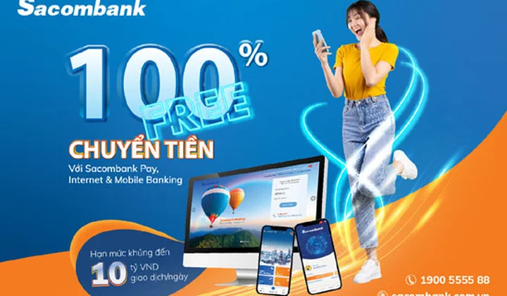 Sacombank miễn phí tất cả các giao dịch chuyển tiền trực tuyến