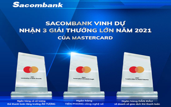 Sacombank nhận 3 giải thưởng lớn từ tổ chức thẻ quốc tế Mastercard