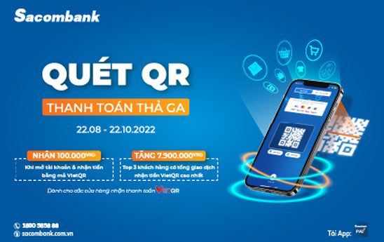 Sacombank triển khai chương trình “Quét QR - Thanh toán thả ga”
