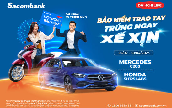 Sacombank ưu đãi lên đến 4,4 tỷ đồng cho khách hàng tham gia bảo hiểm