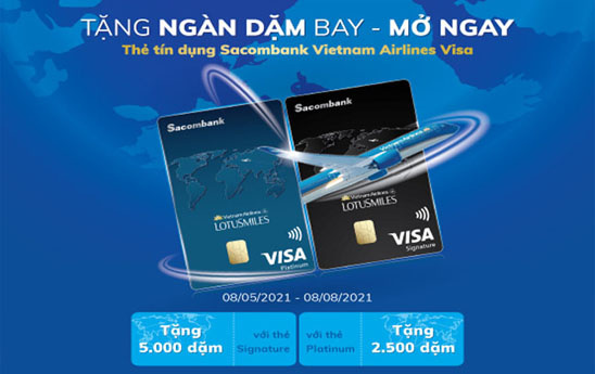 Sacombank ưu đãi chủ thẻ tín dụng Sacombank Vietnam Airlines Visa