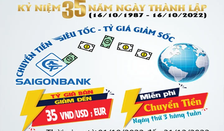 SaiGonBank ưu đãi khách hàng trong chương trình “Chuyển tiền siêu tốc, tỷ giá giảm sốc”