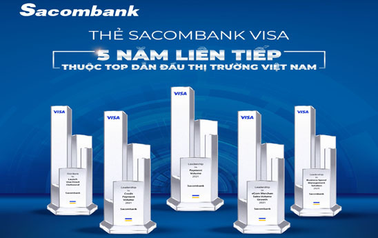 Thẻ Sacombank Visa 5 năm liên tiếp thuộc TOP dẫn đầu thị trường Việt Nam