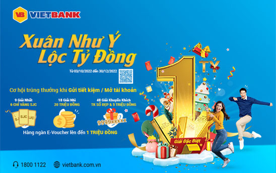 Vietbank triển khai “Xuân như ý, Lộc tỷ đồng”, với tổng quà tặng lên đến 6,5 tỷ đồng