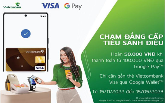 Vietcombank chính thức triển khai dịch vụ thanh toán thẻ qua Google Wallet