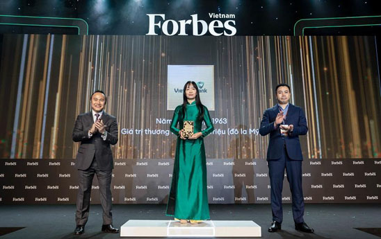 Vietcombank dẫn đầu top 25 thương hiệu do Forbes Việt Nam bình chọn