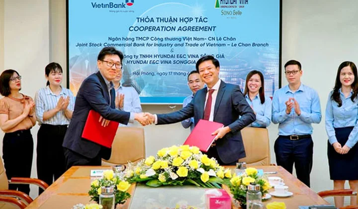 VietinBank Lê Chân và Hyundai E&C Vina Sông Giá ký kết hợp tác toàn diện