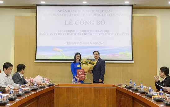 Bà Đoàn Thị Ngọc Phương giữ chức Phó Giám đốc Ban Quản lý dự án đầu tư xây dựng chuyên ngành thuộc Ngân hàng Nhà nước