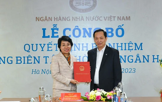 Bà Hoàng Thanh Nhàn được bổ nhiệm giữ chức Tổng biên tập Thời báo Ngân hàng