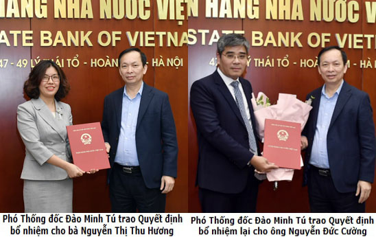NHNN bổ nhiệm và bổ nhiệm lại cán bộ giữ chức Phó Cục trưởng Cục Phát hành và Kho quỹ