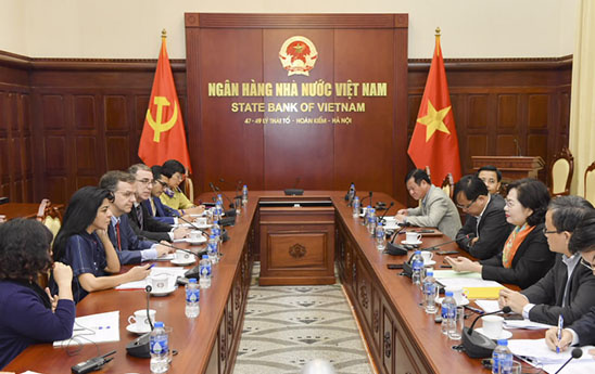 Thống đốc Nguyễn Thị Hồng tiếp xã giao Đoàn Điều IV IMF