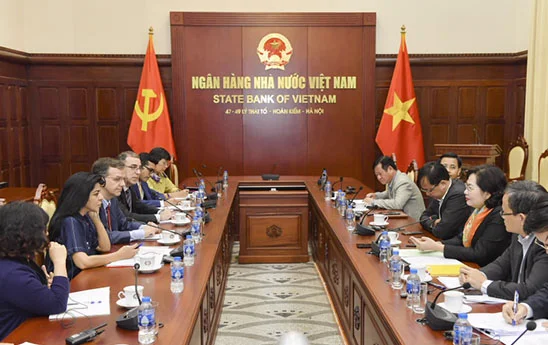Thống đốc Nguyễn Thị Hồng tiếp xã giao Đoàn Điều IV IMF