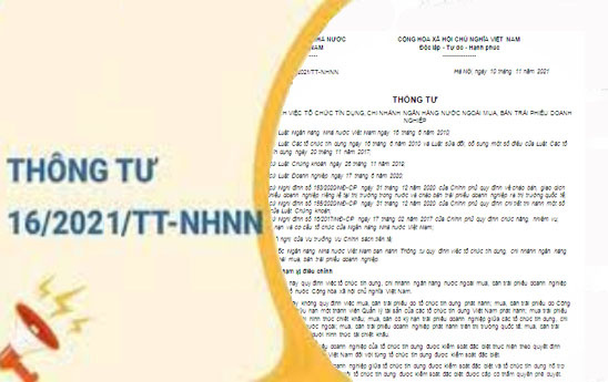 Thông tư 16/2021/TT-NHNN quy định việc tổ chức tín dụng, chi nhánh ngân hàng nước ngoài mua, bán trái phiếu doanh nghiệp