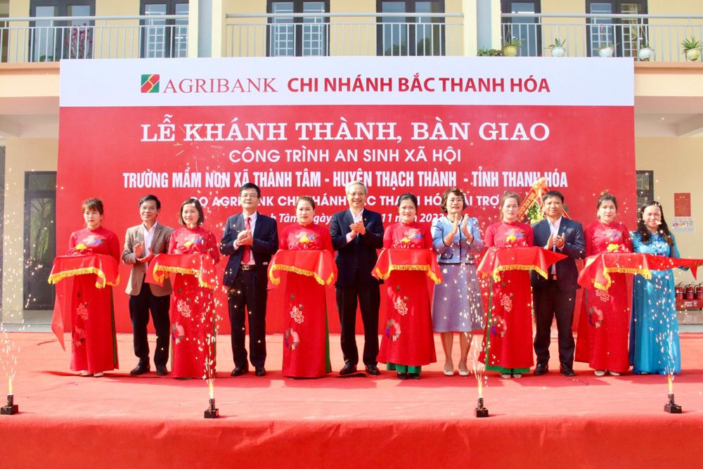 Agribank Bắc Thanh Hóa tài trợ 7 tỷ đồng xây dựng Trường Mầm non xã Thành Tâm