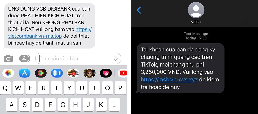 Ngân hàng không gửi tin nhắn chứa đường link tới khách hàng