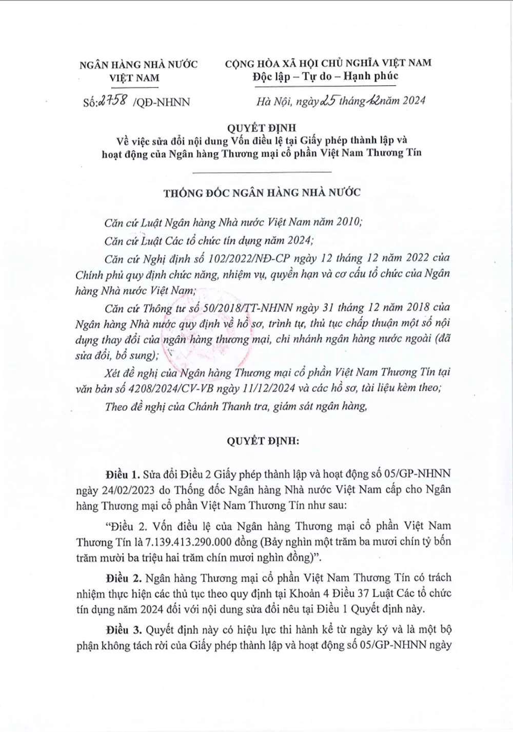Vốn điều lệ Vietbank
