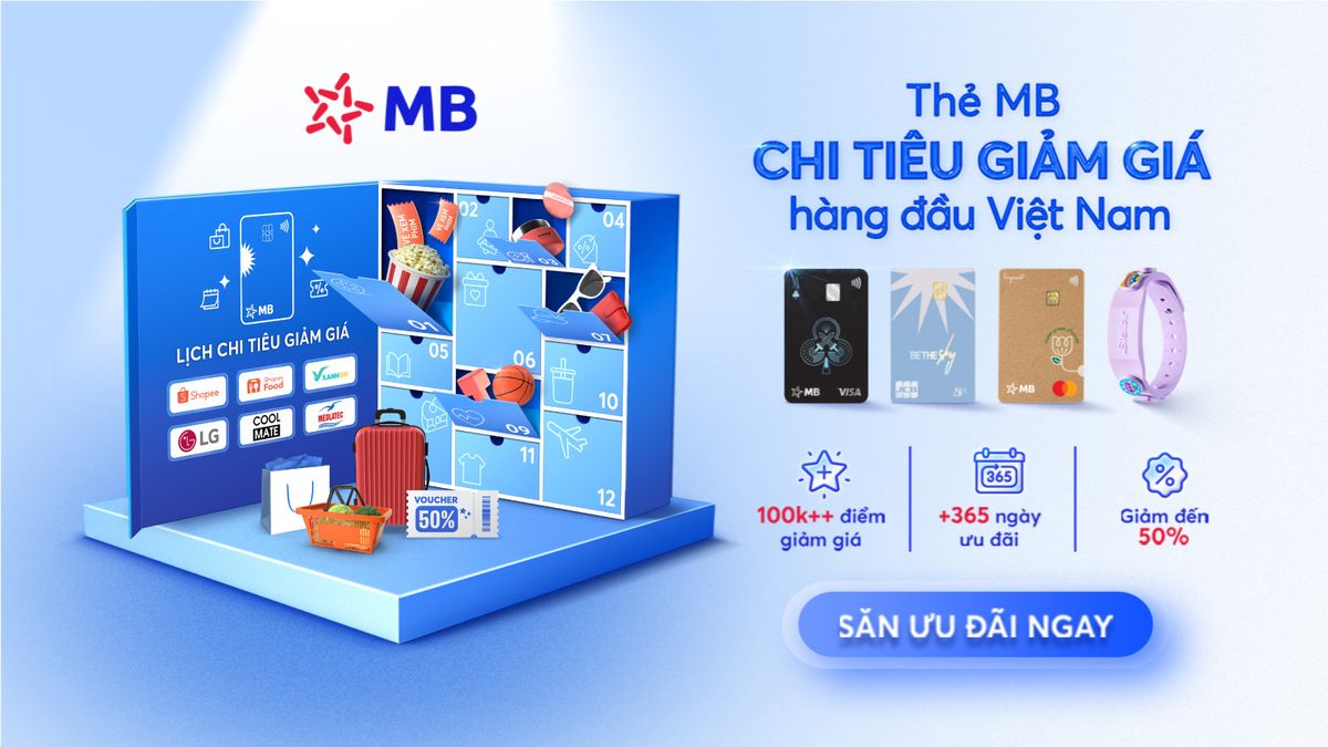 Thẻ MB mở ra cho khách hàng kho 365 ngày ưu đãi chi tiêu giảm giá siêu chất