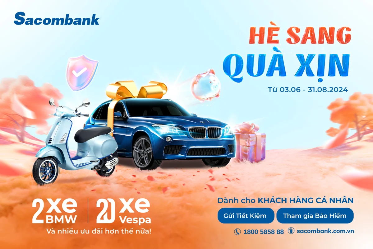 Khách hàng cá nhân có cơ hội trúng xe BMW cùng nhiều giải thưởng giá trị từ Sacombank