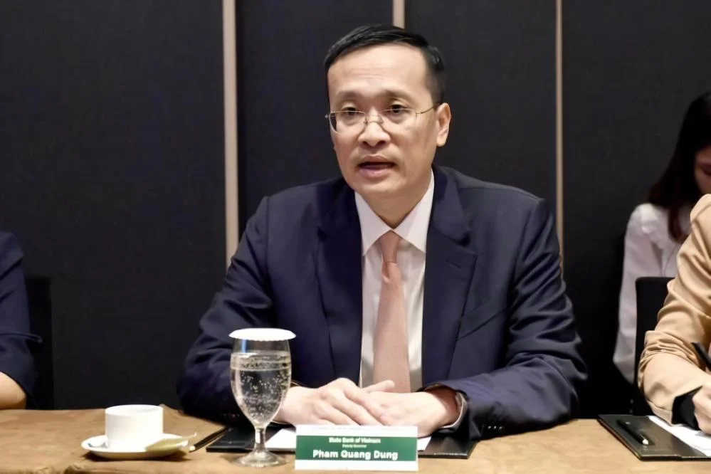 Phó Thống đốc Phạm Quang Dũng phát biểu tại buổi tiếp