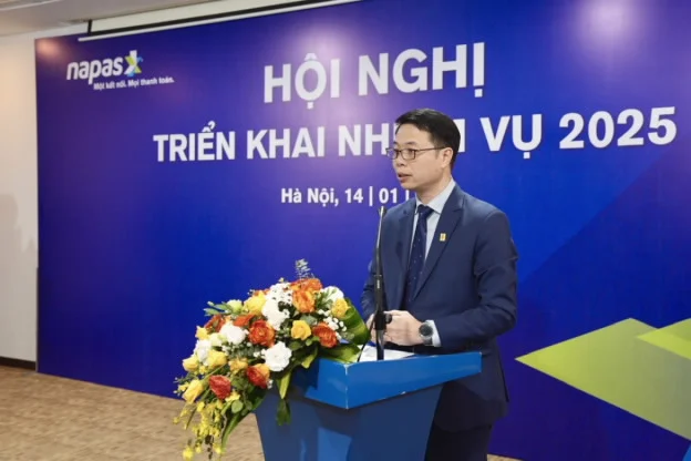 Ông Nguyễn Quang Hưng, Chủ tịch HĐQT NAPAS phát biểu tại Hội nghị