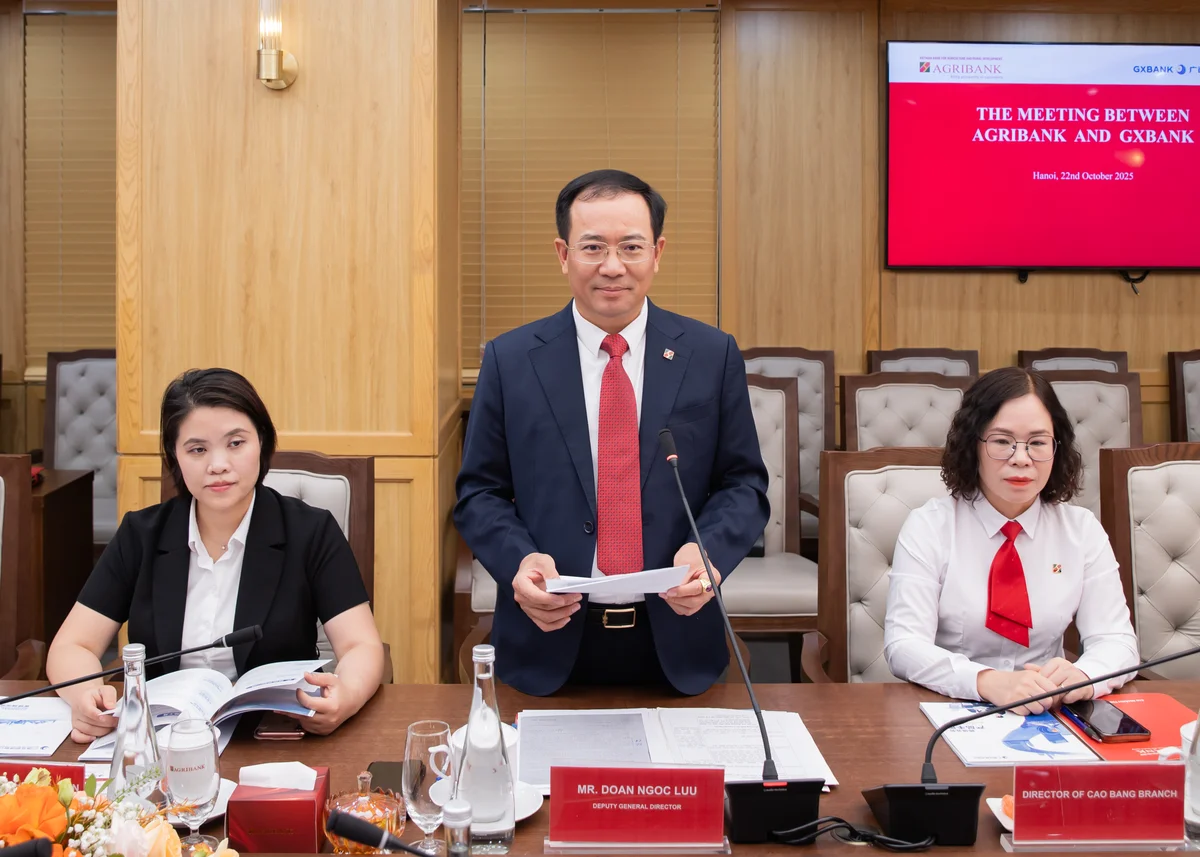Ông Đoàn Ngọc Lưu - Phó Tổng Giám đốc Agribank phát biểu tại buổi làm việc