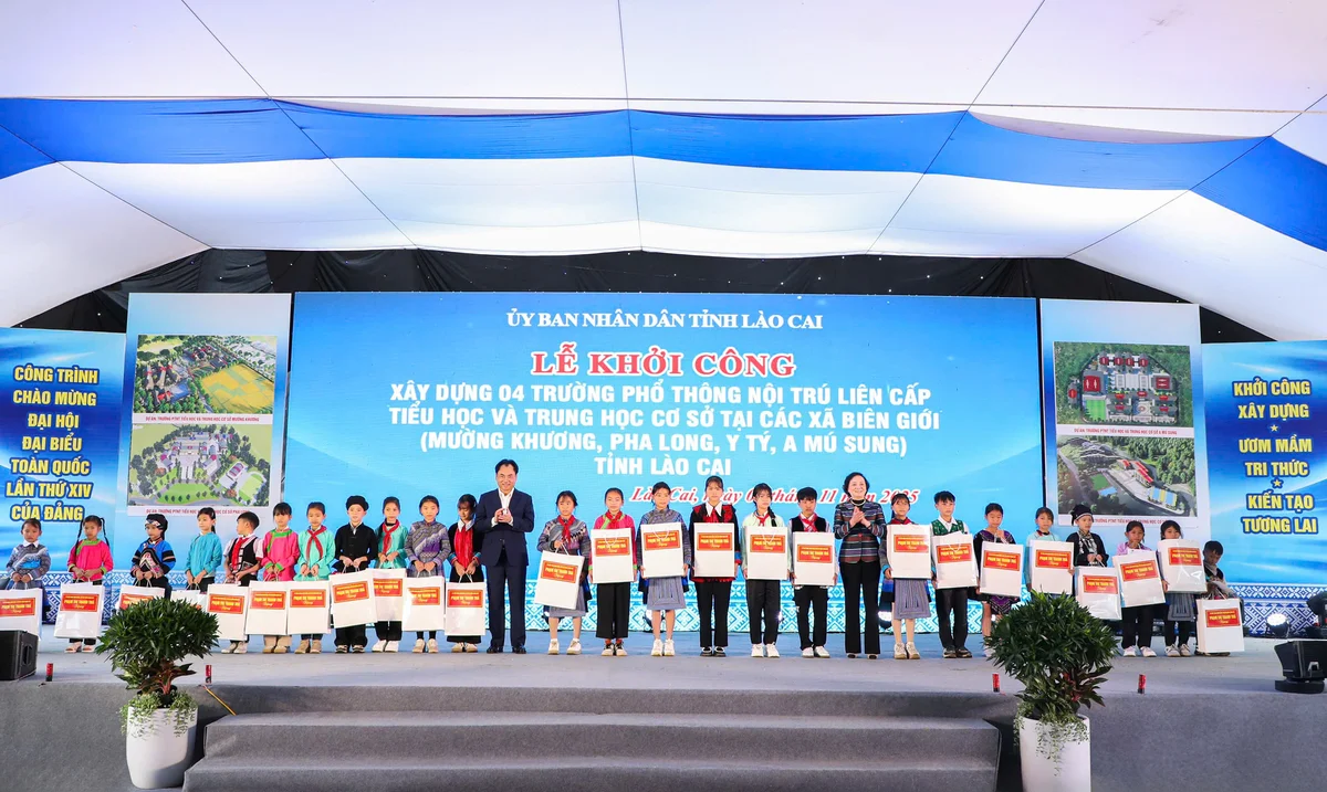 Agribank đồng hành cùng lễ khởi công 4 trường nội trú biên giới Lào Cai và tặng quà cho học sinh khó khăn
